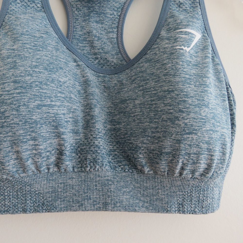 GYMSHARK Vital Seamless 2.0 Sports Bra in Blue Marl - Size S - Picture 5 of 14